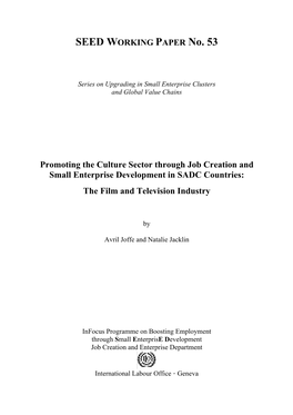 Promoting the Culture Sector Through Job Creation and Small Enterprise Development in SADC Countries: the Film and Television Industry