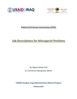 Federal Civil Service Commission (FCSC) Job Descriptions For