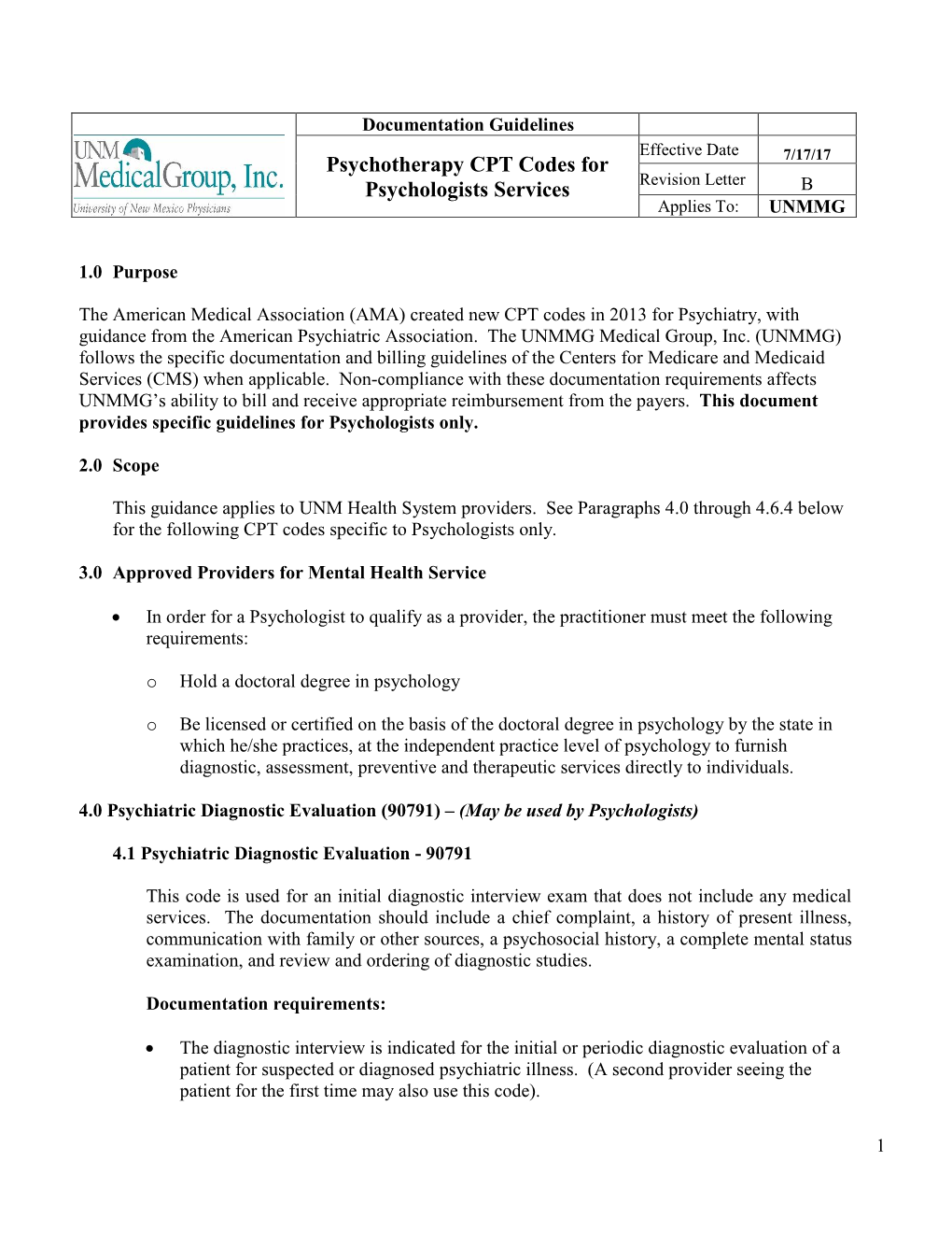 Psychotherapy CPT Codes for Psychologists Services