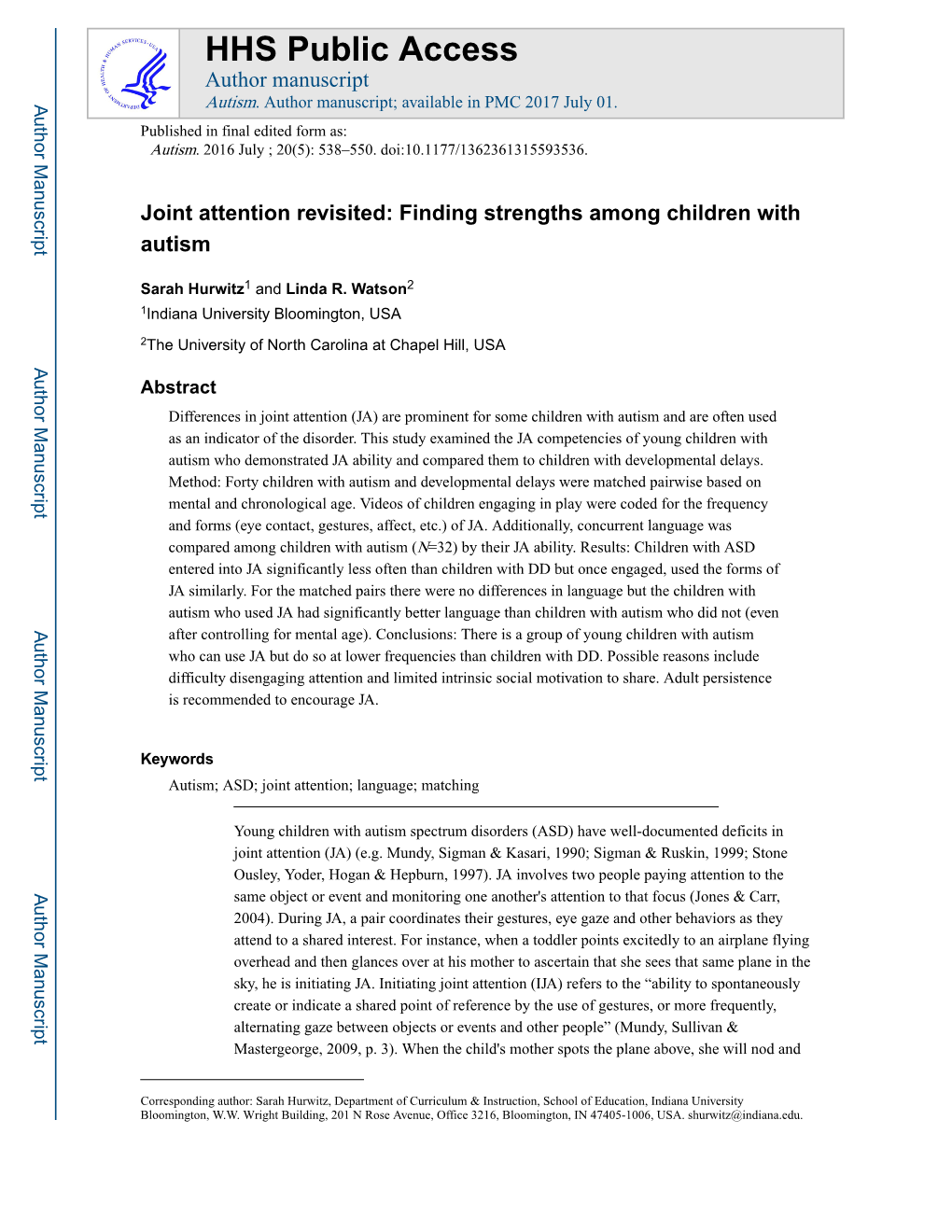 Joint Attention Revisited: Finding Strengths Among Children with Autism