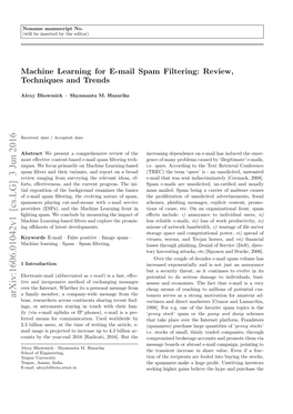 Machine Learning for E-Mail Spam Filtering: Review, Techniques and Trends