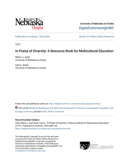 In Praise of Diversity: a Resource Book for Multicultural Education