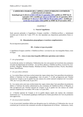 Cahier Des Charges De L'appellation D'origine Contrôlée Châtillon-En-Diois