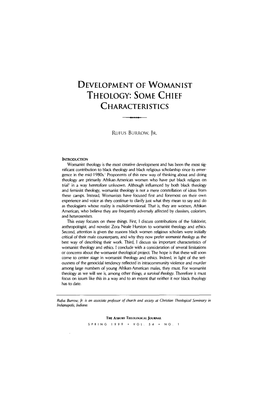 Development of Womanist Theology: Some Chief Characteristics