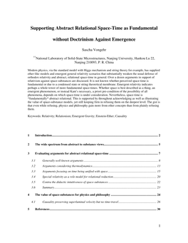 Supporting Abstract Relational Space-Time As Fundamental