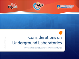 Status of Underground Laboratories