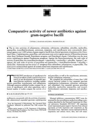 Comparative Activity of Newer Antibiotics Against Gram-Negative Bacilli