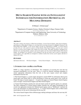 Meta Search Engine with an Intelligent Interface for Information Retrieval on Multiple Domains