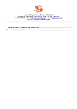Intellectual Property Center, 28 Upper Mckinley Rd. Mckinley Hill Town Center, Fort Bonifacio, Taguig City 1634, Philippines Tel