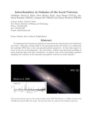 Astrochemistry in Galaxies of the Local Universe Authors: David S