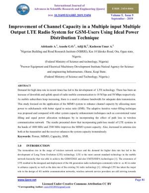 Improvement of Channel Capacity in a Multiple Input Multiple Output LTE Radio System for GSM-Users Using Ideal Power Distribution Technique