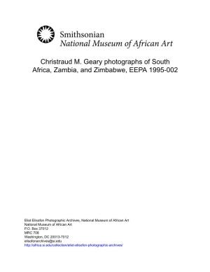Christraud M. Geary Photographs of South Africa, Zambia, and Zimbabwe, EEPA 1995-002