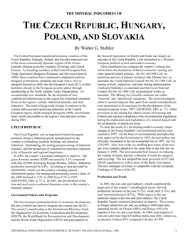 The Mineral Indsutries of the Czech Republic, Hungary, Poland, and Slovakia in 2001