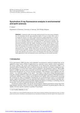 Synchrotron X-Ray Fluorescence Analysis in Environmental and Earth