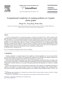 Computational Complexity of Counting Problems on 3-Regular Planar Graphs