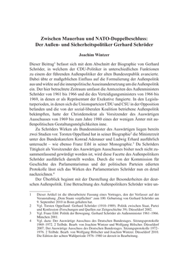 Zwischen Mauerbau Und NATO-Doppelbeschluss: Der Außen- Und Sicherheitspolitiker Gerhard Schröder