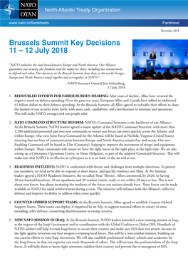 Brussels Summit Key Decisions 11 – 12 July 2018