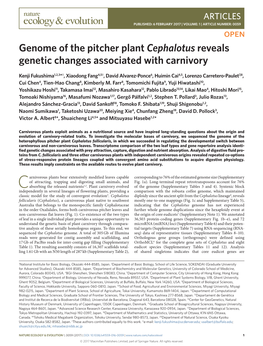 Genome of the Pitcher Plant Cephalotus Reveals Genetic Changes Associated with Carnivory
