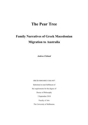 The Pear Tree: Family Narratives of Greek Macedonian Migration to Australia