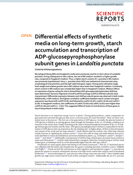 Differential Effects of Synthetic Media on Long-Term Growth, Starch