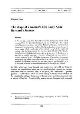 Lady Anne Barnard's Memoir