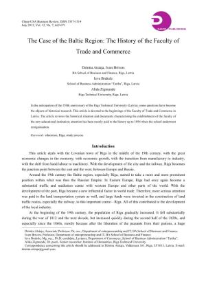 The Case of the Baltic Region: the History of the Faculty of Trade and Commerce