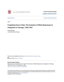 The Evolution of White Responses to Integration in Chicago, 1946-1987