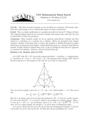 USA Mathematical Talent Search Solutions to Problem 2/3/16