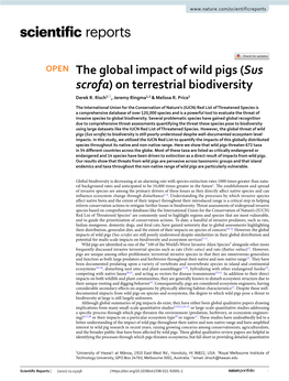 The Global Impact of Wild Pigs (Sus Scrofa) on Terrestrial Biodiversity Derek R