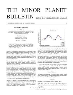 The Minor Planet Bulletin (Warner Et Al., 2008)