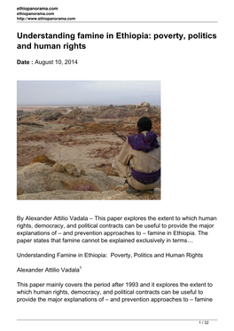Understanding Famine in Ethiopia: Poverty, Politics and Human Rights