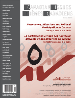 Newcomers, Minorities and Political Participation in Canada La