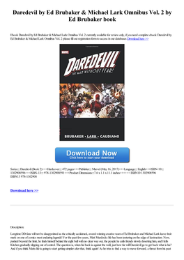 Daredevil by Ed Brubaker & Michael Lark Omnibus Vol. 2 by Ed Brubaker