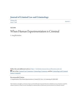 When Human Experimentation Is Criminal L