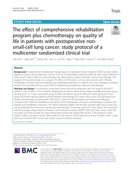 The Effect of Comprehensive Rehabilitation