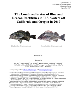 The Combined Status of Blue and Deacon Rockfishes in U.S. Waters Off California and Oregon in 2017