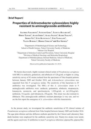 Properties of Achromobacter Xylosoxidans Highly Resistant to Aminoglycoside Antibiotics