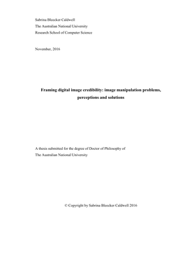 Framing Digital Image Credibility: Image Manipulation Problems, Perceptions and Solutions