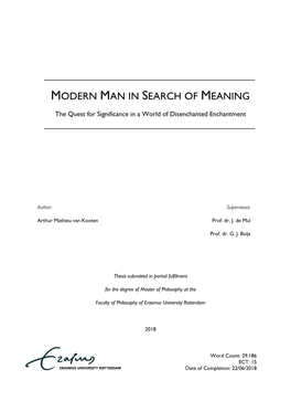 Modern Man in Search of Meaning
