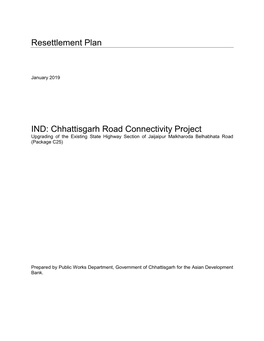 Resettlement Plan IND: Chhattisgarh Road Connectivity Project