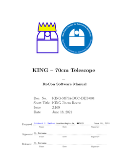 KING-MPIA-DOC-DET-004 Short Title KING 70 Cm Rocon Issue 2.169 Date June 18, 2021