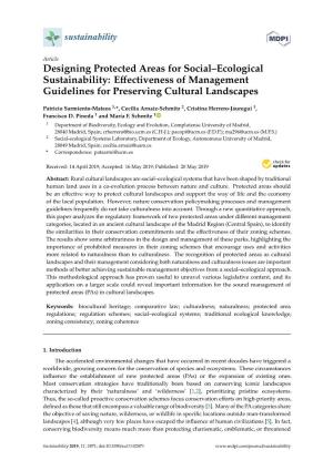 Designing Protected Areas for Social–Ecological Sustainability: Effectiveness of Management Guidelines for Preserving Cultural