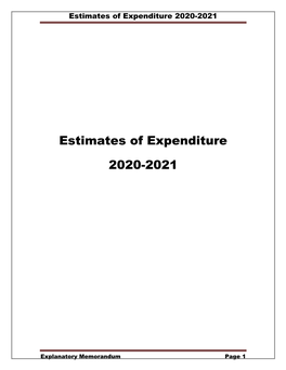 Estimates of Expenditure 2020-2021