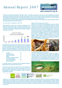 Seasearch Annual Report 2007