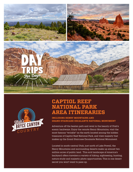 Captiol Reef National Park Area Itineraries Including Henry Mountains and Grand Staircase-Escalante National Monument