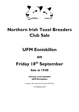 Northern Irish Texel Breeders Club Sale UFM Enniskillen on Friday