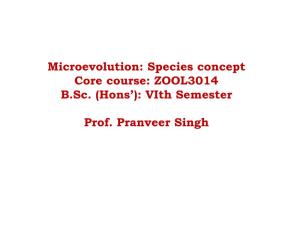 Microevolution: Species Concept Core Course: ZOOL3014 B.Sc. (Hons’): Vith Semester