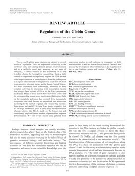 REVIEW ARTICLE Regulation of the Globin Genes