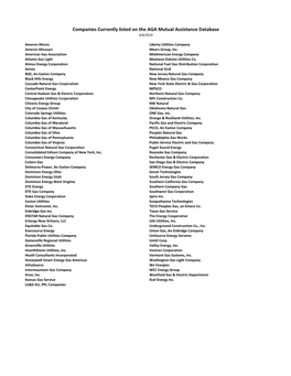 Companies Currently Listed on the AGA Mutual Assistance Database 4/4/2019