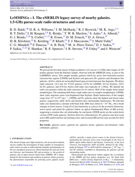 Lemmings &Ndash; I. the Emerlin Legacy Survey of Nearby Galaxies. 1.5-Ghz Parsec-Scale Radio Structures and Cores